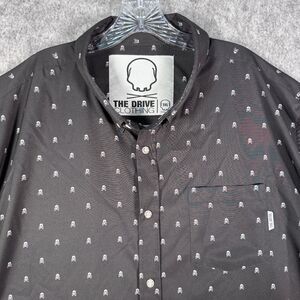 The Drive Clothing Shirt Mens 3XL Black Skulls Flaw Collar Has Wear To It